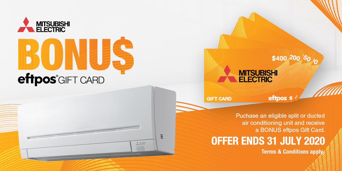 The Mitsubishi electric gift card offer.