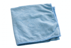 A dish cloth used to clean an air conditioning unit. 