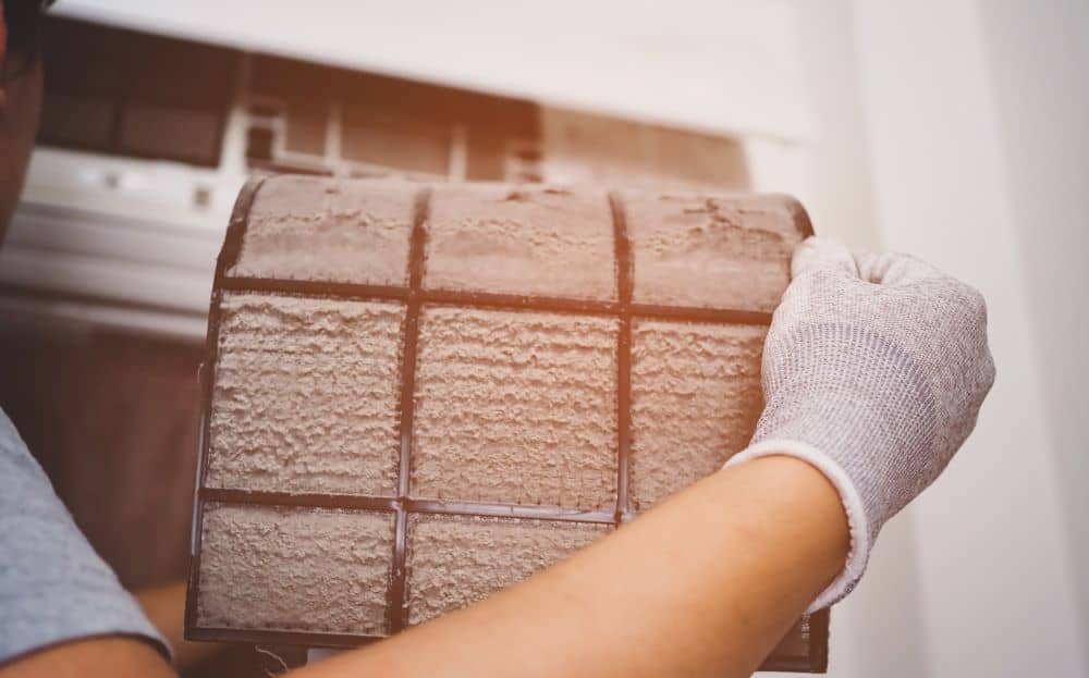 Removing dirty air filter.