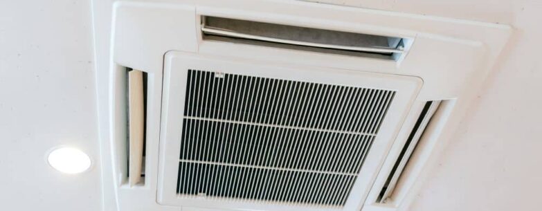 Modern home with ceiling cassette air conditioner installed.