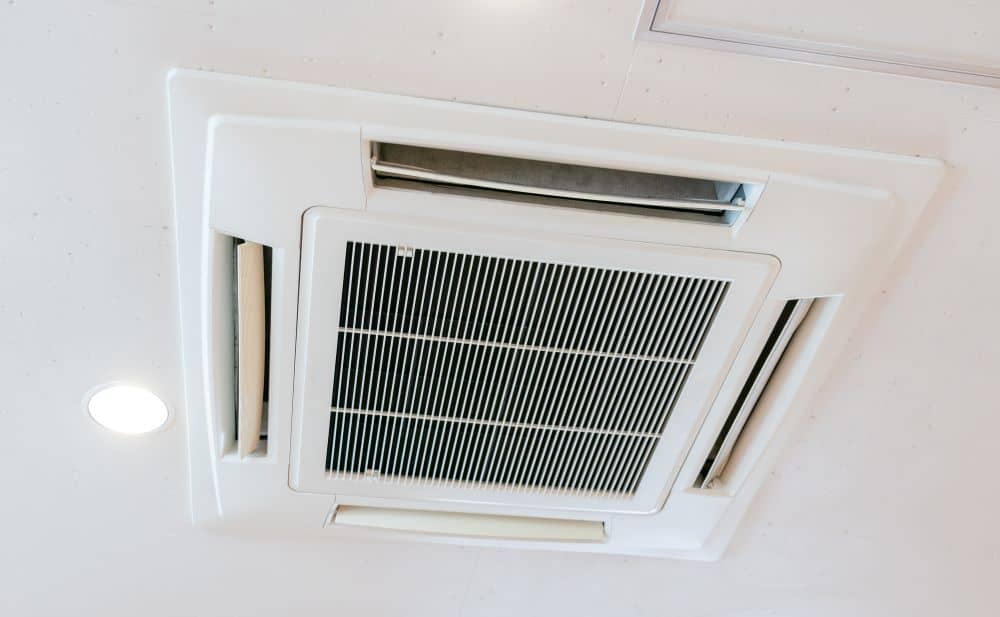 Modern home with ceiling cassette air conditioner installed.