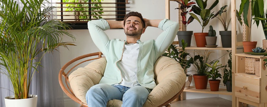 Man relaxing in home ducted air