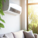 Split system aircon running in a living room