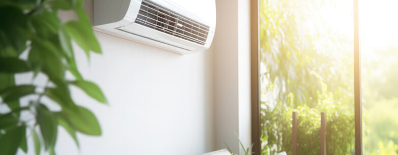 Split system aircon running in a living room